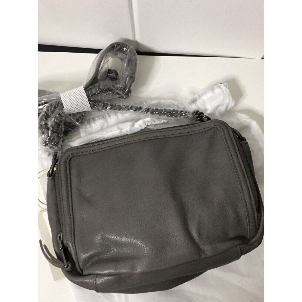 NWT liebeskind berlin small Crossbody handbag Annett Grey Leather Zip Detail - Picture 4 of 9